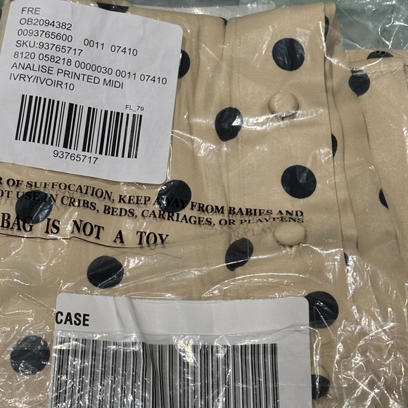 NWT FREE PEOPLE Analise Printed Midi Skirt Sz 10 Cream Combo Dot Daze Polka Dot - Picture 4 of 5